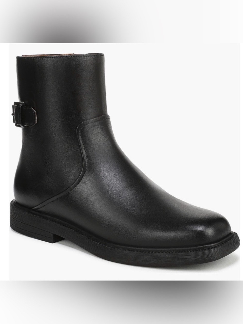 Franco Sarto Women’s Pippen Black Leather Square Toe Ankle Boot Bootie Sz9, NWOB